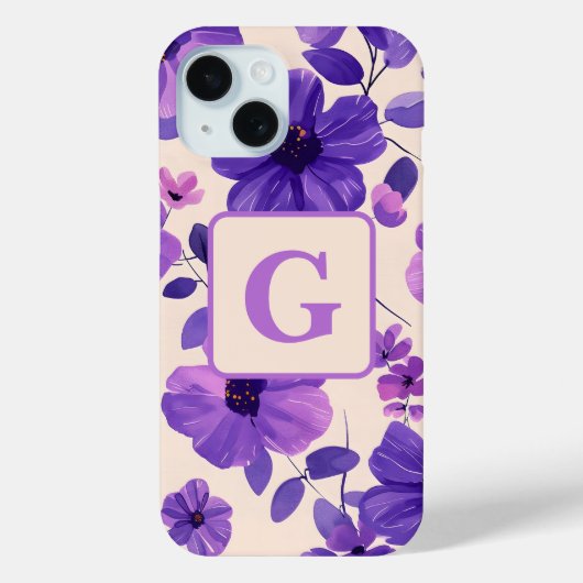 Personalisierte, violette Handblumen Case-Mate iPhone Hülle (Rückseite)