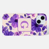 Personalisierte, violette Handblumen Case-Mate iPhone Hülle (Rückseite (Horizontal))