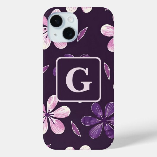 Personalisierte, violette Handblumen Case-Mate iPhone Hülle (Rückseite)