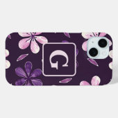 Personalisierte, violette Handblumen Case-Mate iPhone Hülle (Rückseite (Horizontal))