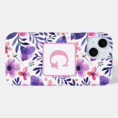 Personalisierte, violette Handblumen Case-Mate iPhone Hülle (Rückseite (Horizontal))