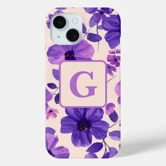Personalisierte, violette Handblumen Case-Mate iPhone Hülle (Rückseite)