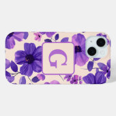 Personalisierte, violette Handblumen Case-Mate iPhone Hülle (Rückseite (Horizontal))