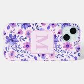 Personalisierte, violette Handblumen Case-Mate iPhone Hülle (Rückseite (Horizontal))