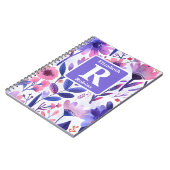 Personalisierte, violette Handblumen Notizblock (Linke Seite)