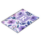 Personalisierte, violette Handblumen Notizblock (Linke Seite)