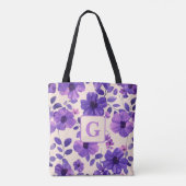 Personalisierte, violette Handblumen Tasche (Rückseite)