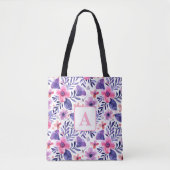 Personalisierte, violette Handblumen Tasche (Vorderseite)