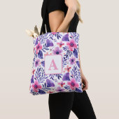 Personalisierte, violette Handblumen Tasche (Von Nahem)