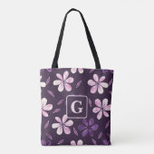 Personalisierte, violette Handblumen Tasche (Rückseite)
