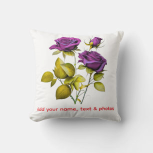 Personalisierte violette Rose Vorlage   Fügen Sie  Kissen