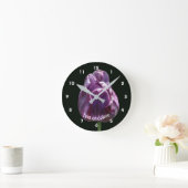 Personalisierte violette Tulpenblume Runde Wanduhr (Zuhause)