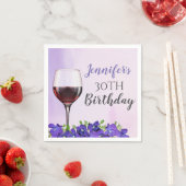 Personalisierte Violetten und Weinglas 30. Geburts Serviette (Beispiel)