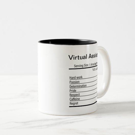 Personalisierte Virtual Assistant Nutrition Fakten Zweifarbige Tasse (VorderseiteRechts)