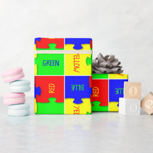 Personalisierte Vivid Colored Jigsaw Puzzlestücke Geschenkpapier