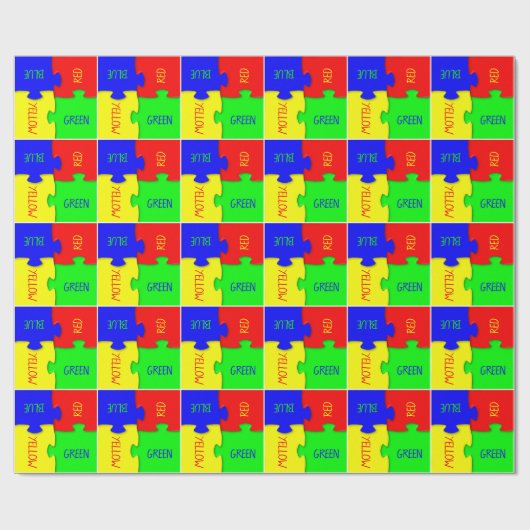Personalisierte Vivid Colored Jigsaw Puzzlestücke Geschenkpapier (Flach)