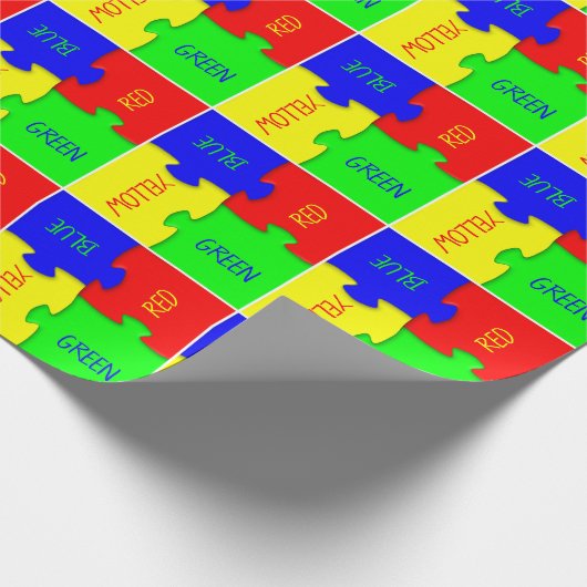 Personalisierte Vivid Colored Jigsaw Puzzlestücke Geschenkpapier (Ecke)