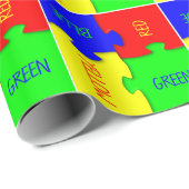 Personalisierte Vivid Colored Jigsaw Puzzlestücke Geschenkpapier (Rolleneckpunkt)