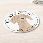Personalisierte Vizsla Dog Wedding Runder Pappuntersetzer (Angewinkelt)