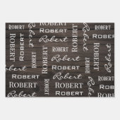 Personalisierte Vögel, Holz und Burlap Geschenkpapier Set (Vorderseite 3)