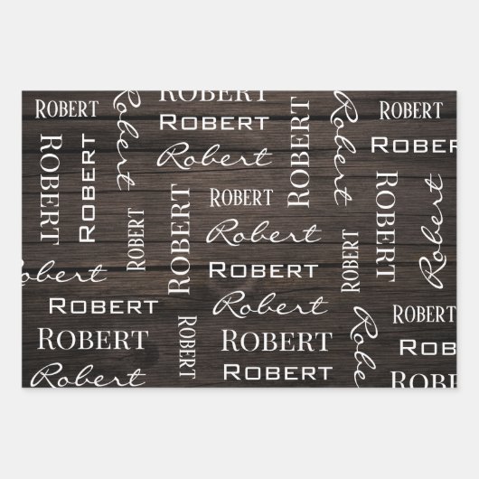 Personalisierte Vögel, Holz und Burlap Geschenkpapier Set (Vorderseite 3)