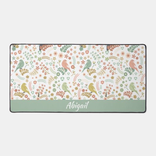 Personalisierte Vogelarten und Zweige Schreibtischunterlage (Vorderseite)