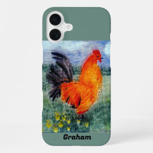 Personalisierte Vogelkunst-Hähne-Hühner iPhone 16 Plus Hülle