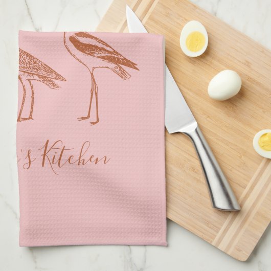 Personalisierte Vogelkunst in Rost und Rost Zeichn Geschirrtuch (Viertel Falte)