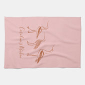 Personalisierte Vogelkunst in Rost und Rost Zeichn Geschirrtuch (Horizontal)