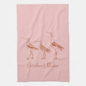 Personalisierte Vogelkunst in Rost und Rost Zeichn Geschirrtuch (Vertikal)