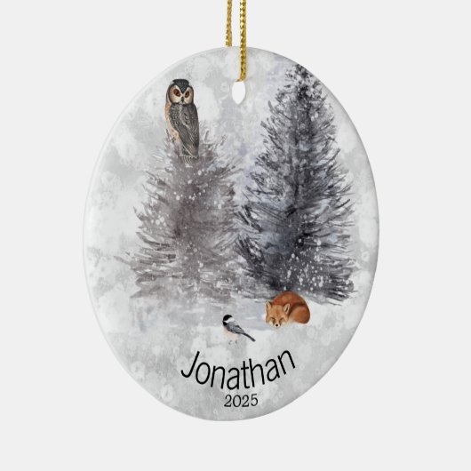 Personalisierte Vogelscheuche Winterhütte Keramik Ornament (Rechts)