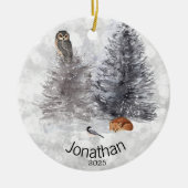 Personalisierte Vogelscheuche Winterhütte Keramik Ornament (Vorne)