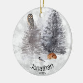 Personalisierte Vogelscheuche Winterhütte Keramik Ornament (Links)