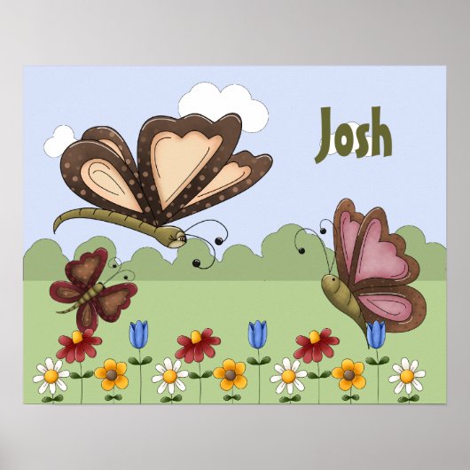 Personalisierte Volkskunst Schmetterling Kinderzim Poster (Vorne)