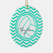 Personalisierte Volleyball; Aqua Green Zickzack Keramik Ornament (Rechts)