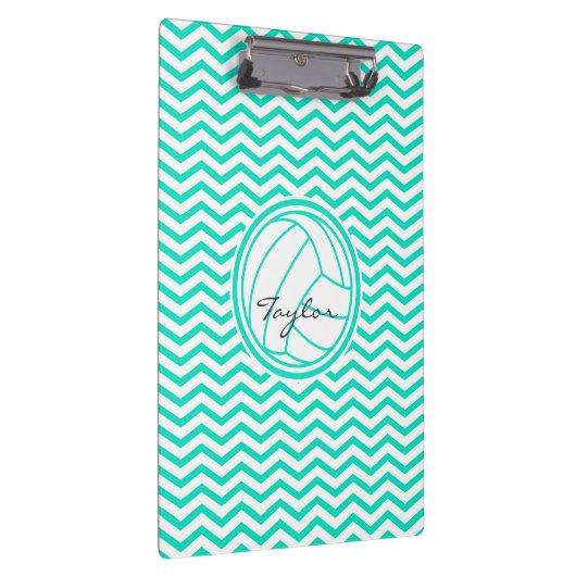 Personalisierte Volleyball; Aqua Green Zickzack Klemmbrett (Rechts)