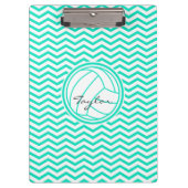 Personalisierte Volleyball; Aqua Green Zickzack Klemmbrett (Vorderseite)