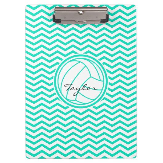 Personalisierte Volleyball; Aqua Green Zickzack Klemmbrett (Vorderseite)