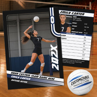 Personalisierte Volleyball-Handels Karte Blau Schw