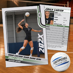 Personalisierte Volleyball-Handels Karte Grün Grau