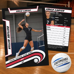 Personalisierte Volleyball-Handels Karte Rot Weiß