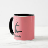 personalisierte Volleyball in Schwarz und Rosa Tasse (Vorderseite Links)