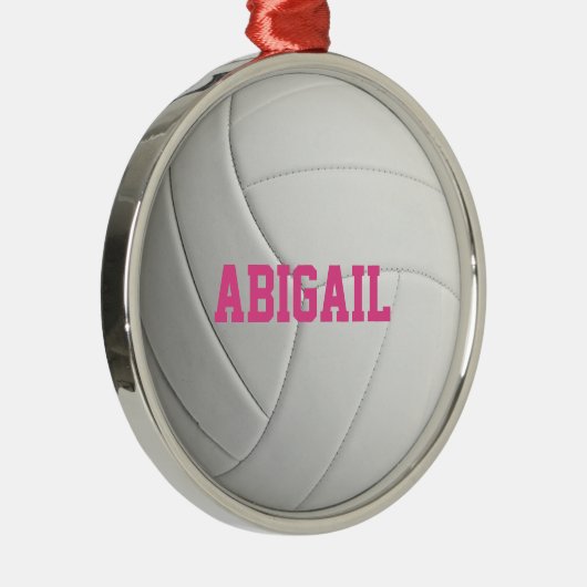 Personalisierte Volleyball Rosa Zierdekoration Ornament Aus Metall (Rechts)