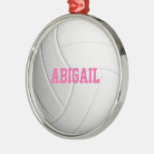 Personalisierte Volleyball Rosa Zierdekoration Ornament Aus Metall (Links)