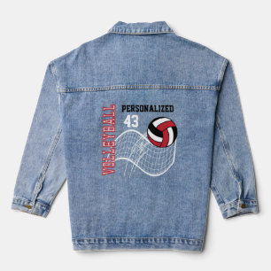 Personalisierte Volleyball - Rot Jeansjacke