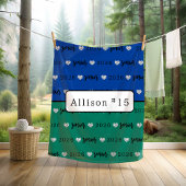 Personalisierte Volleyball Senior blue und green Fleecedecke