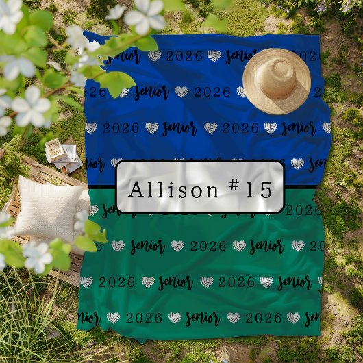 Personalisierte Volleyball Senior blue und green Fleecedecke
