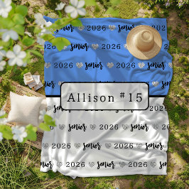 Personalisierte Volleyball Senior blue und white Fleecedecke