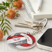 personalisierte Volleyballfarben in Grautönen Schlüsselanhänger (Vorderseite rechts)