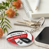 Personalisierte Volleyballgeschenke, rot, weiß und Schlüsselanhänger (Vorderseite rechts)